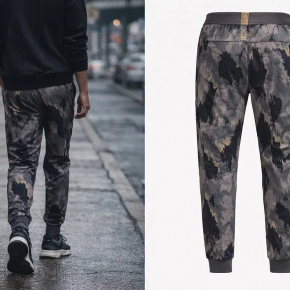 Lululemon Robert Geller Jogger Pants Mens M Gray Camo Techwear Commute - Picture 5 of 8